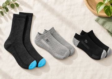 MP Magic antibacterial crew and ankle socks arranged side by side